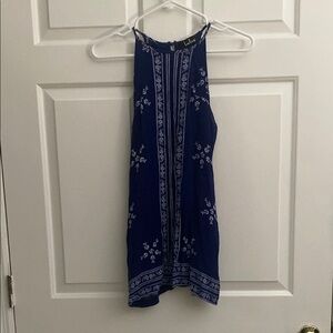 Lulu's Navy Blue Floral Blouse